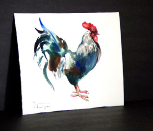 Original art for sale at UGallery.com | Standing Rooster by Suren Nersisyan | $250 | watercolor painting | 12' h x 14' w | photo 3