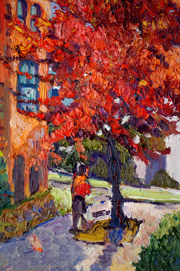 Street Corner with Fall Tree (Washington, DC) by Suren Nersisyan |  Side View of Artwork 