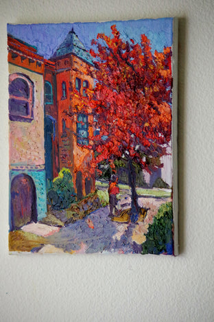 Original art for sale at UGallery.com | Street Corner with Fall Tree (Washington, DC) by Suren Nersisyan | $475 | oil painting | 14' h x 11' w | photo 3