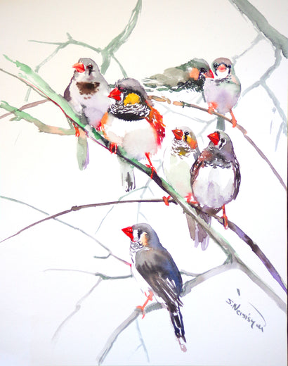 Zebra Finches (Vertical) by Suren Nersisyan |  Artwork Main Image 