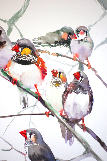 Zebra Finches (Vertical) by Suren Nersisyan |  Context View of Artwork 
