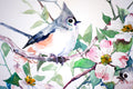 Original art for sale at UGallery.com | Titmice and Dogwood by Suren Nersisyan | $300 | watercolor painting | 11' h x 14' w | thumbnail 4