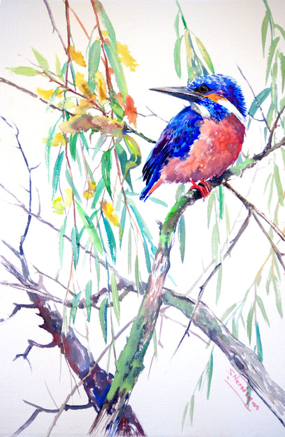Kingfisher and Willow (Vertical) by Suren Nersisyan | Artwork Main Image