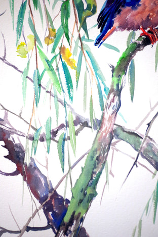 Original art for sale at UGallery.com | Kingfisher and Willow (Vertical) by Suren Nersisyan | $375 | watercolor painting | 22' h x 15' w | photo 3