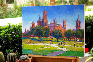Original art for sale at UGallery.com | Smithsonian Institution Building, Washington DC, Morning by Suren Nersisyan | $1,025 | oil painting | 18' h x 24' w | photo 2