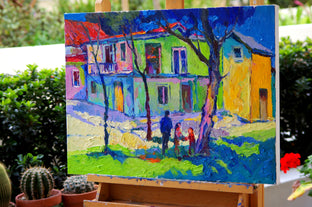 Landscape with Old Green House by Suren Nersisyan |  Side View of Artwork 