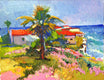 Original art for sale at UGallery.com | Californian Landscape, Sunny Day with Red Roofs by Suren Nersisyan | $350 | oil painting | 11' h x 14' w | thumbnail 1