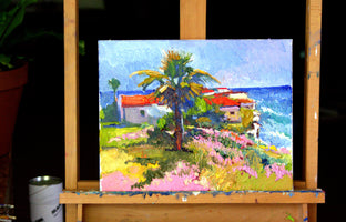 Californian Landscape, Sunny Day with Red Roofs by Suren Nersisyan |  Side View of Artwork 
