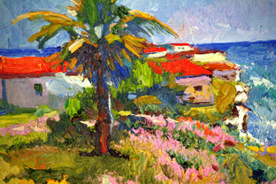 Californian Landscape, Sunny Day with Red Roofs by Suren Nersisyan |   Closeup View of Artwork 