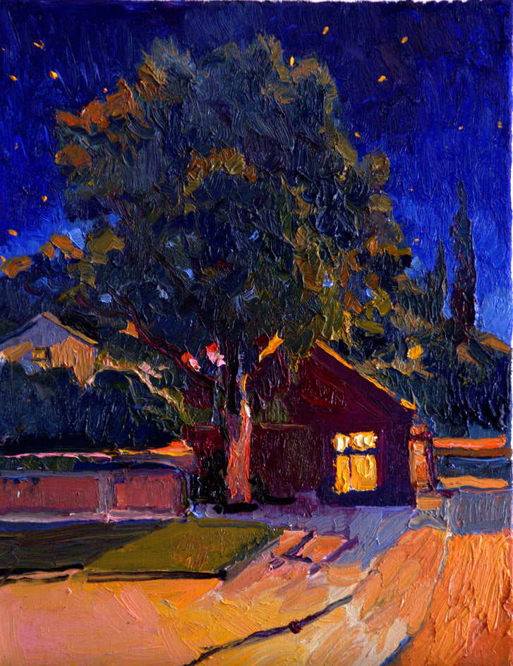 Small House and Big Tree (midnight in burbs) by Suren Nersisyan |  Artwork Main Image 