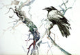 Original art for sale at UGallery.com | Raven in the Woods by Suren Nersisyan | $450 | watercolor painting | 14' h x 20' w | thumbnail 1