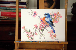 Spring, Bluebird and Sakura Blossom by Suren Nersisyan |  Context View of Artwork 