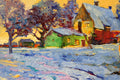 Original art for sale at UGallery.com | Winter Evening, Village Landscape by Suren Nersisyan | $450 | oil painting | 11' h x 14' w | thumbnail 4