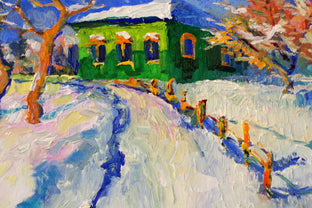 Original art for sale at UGallery.com | Winter Landscape with Old Green House by Suren Nersisyan | $350 | oil painting | 9' h x 12' w | photo 4