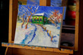 Original art for sale at UGallery.com | Winter Landscape with Old Green House by Suren Nersisyan | $350 | oil painting | 9' h x 12' w | thumbnail 2