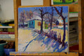 Original art for sale at UGallery.com | Sunny Winter Day in the Village by Suren Nersisyan | $400 | oil painting | 11' h x 14' w | thumbnail 3
