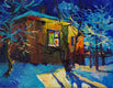 Original art for sale at UGallery.com | Warm Light from Old House, Winter Night by Suren Nersisyan | $500 | oil painting | 11' h x 14' w | thumbnail 1