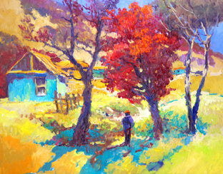 Original art for sale at UGallery.com | Farm House in the Fall by Suren Nersisyan | $600 | oil painting | 22' h x 28' w | photo 1