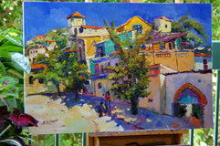 Original art for sale at UGallery.com | Sunny Day, Street in Puerto Vallarta, Mexico by Suren Nersisyan | $1,800 | oil painting | 24' h x 36' w | thumbnail 2