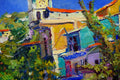 Original art for sale at UGallery.com | Sunny Day, Street in Puerto Vallarta, Mexico by Suren Nersisyan | $1,800 | oil painting | 24' h x 36' w | thumbnail 4