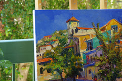 Original art for sale at UGallery.com | Sunny Day, Street in Puerto Vallarta, Mexico by Suren Nersisyan | $1,800 | oil painting | 24' h x 36' w | thumbnail 3