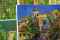 Original art for sale at UGallery.com | Sunny Day, Street in Puerto Vallarta, Mexico by Suren Nersisyan | $1,800 | oil painting | 24' h x 36' w | thumbnail 3