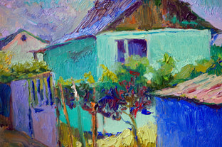 Landscape with Turquoise House, Morning by Suren Nersisyan |  Side View of Artwork 