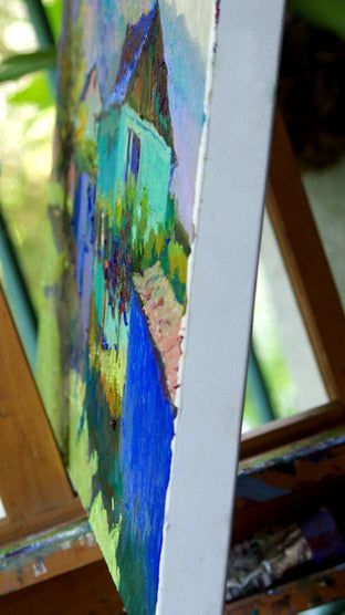 Landscape with Turquoise House, Morning by Suren Nersisyan |   Closeup View of Artwork 
