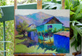Original art for sale at UGallery.com | Landscape with Turquoise House, Morning by Suren Nersisyan | $475 | oil painting | 16' h x 20' w | thumbnail 3