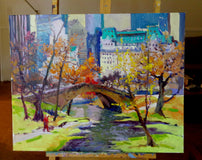 Original art for sale at UGallery.com | Fall in New York, Central Park by Suren Nersisyan | $1,600 | oil painting | 24' h x 30' w | thumbnail 3