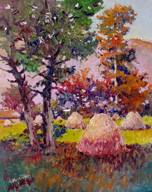 Original art for sale at UGallery.com | Haystacks by Suren Nersisyan | $975 | oil painting | 30' h x 24' w | photo 1