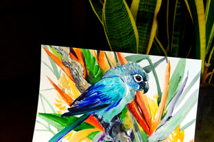 Sun Conure and Paradise Flowers, Tropics by Suren Nersisyan |  Context View of Artwork 