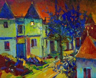 Original art for sale at UGallery.com | Colors of Midnight, Houses in Washington DC by Suren Nersisyan | $575 | oil painting | 16' h x 20' w | photo 1