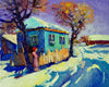 Original art for sale at UGallery.com | Winter Morning in Farms by Suren Nersisyan | $475 | oil painting | 16' h x 20' w | thumbnail 1