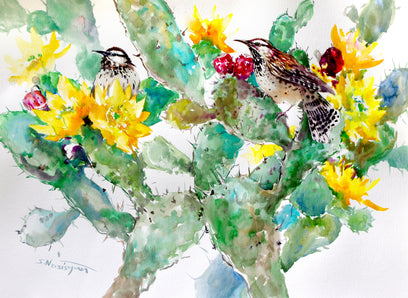 Cactus Wren and Prickly Pear by Suren Nersisyan | Artwork Main Image