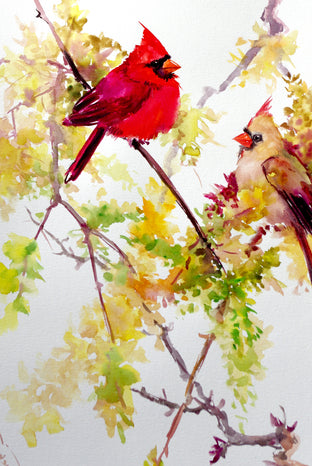 Original art for sale at UGallery.com | Cardinals by Suren Nersisyan | $375 | watercolor painting | 24' h x 18' w | photo 4