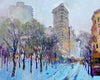 Original art for sale at UGallery.com | Early Winter Evening in New York, Flatiron Building by Suren Nersisyan | $1,400 | oil painting | 24' h x 30' w | thumbnail 1