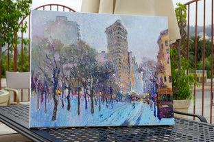 Early Winter Evening in New York, Flatiron Building by Suren Nersisyan |   Closeup View of Artwork 