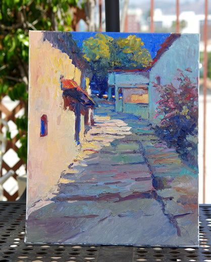 Early Evening on Old Street, Mediterranean Landscape by Suren Nersisyan |  Side View of Artwork 