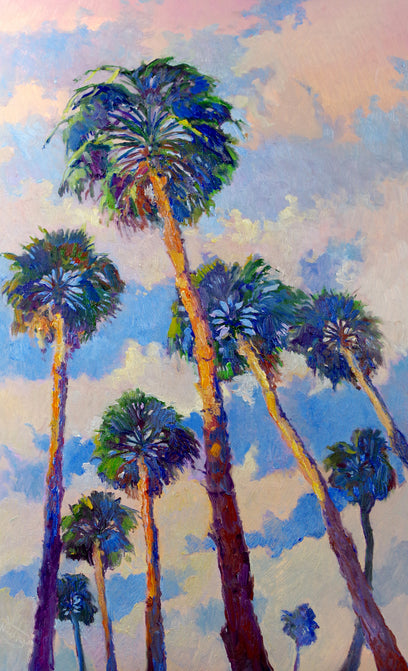 Palm Trees from the Beach and Soft Evening Sky by Suren Nersisyan | Artwork Main Image