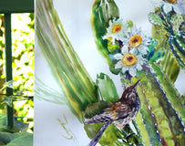 Original art for sale at UGallery.com | Cactus Wren and Saguaro Cactus by Suren Nersisyan | $400 | watercolor painting | 18' h x 24' w | thumbnail 3