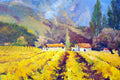Original art for sale at UGallery.com | Fall Vineyards in France, Cloudy Day by Suren Nersisyan | $1,500 | oil painting | 24' h x 30' w | thumbnail 4