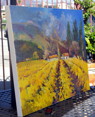 Fall Vineyards in France, Cloudy Day by Suren Nersisyan |  Side View of Artwork 