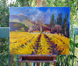 Original art for sale at UGallery.com | Fall Vineyards in France, Cloudy Day by Suren Nersisyan | $1,500 | oil painting | 24' h x 30' w | photo 3