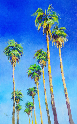Original art for sale at UGallery.com | Tall Californian Palm Trees on the Road, Midday Sunlight by Suren Nersisyan | $2,000 | oil painting | 48' h x 30' w | photo 1