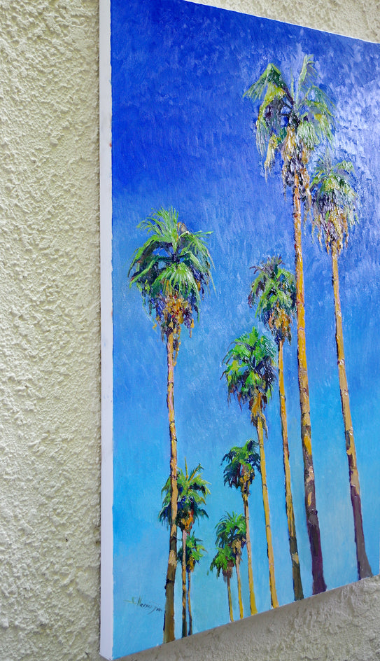 Tall Californian Palm Trees on the Road, Midday Sunlight by Suren Nersisyan |  Context View of Artwork 