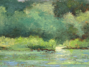 Original art for sale at UGallery.com | Reflections in Turquoise by Ingo Ulrich | $325 | oil painting | 7.9' h x 11.8' w | photo 4