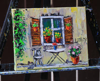 Original art for sale at UGallery.com | A Garden in Italy by Lisa Elley | $275 | oil painting | 8' h x 10' w | thumbnail 2
