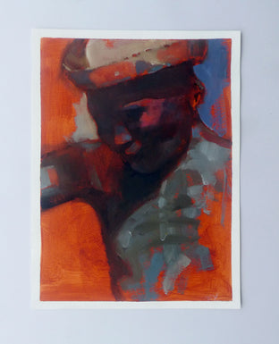 Original art for sale at UGallery.com | Joven Rojo by Jamal Sultan | $475 | oil painting | 11.5' h x 8.5' w | photo 3