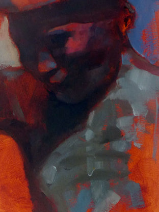 Original art for sale at UGallery.com | Joven Rojo by Jamal Sultan | $475 | oil painting | 11.5' h x 8.5' w | photo 4